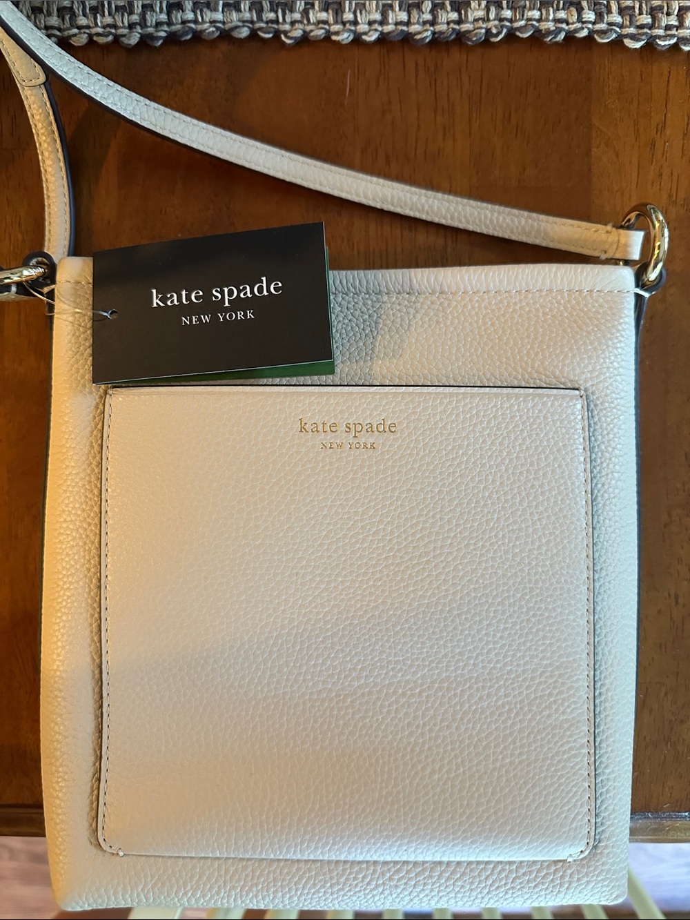 kate spade Cream Pebbled Leather Crossbody with Front Pocket - Picture 2 of 5